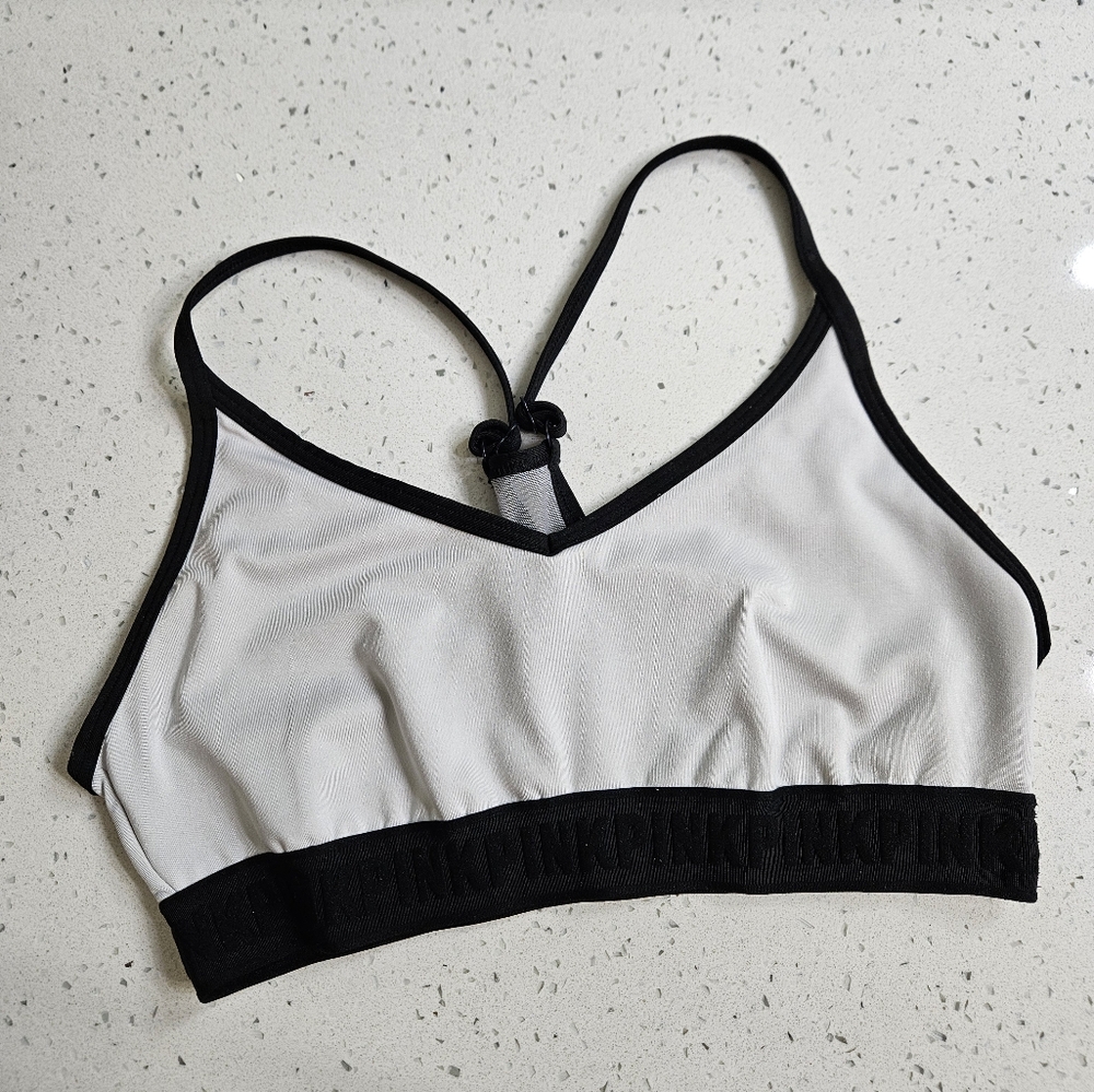 Pink Victoria secret sports bra lightly Lined black white